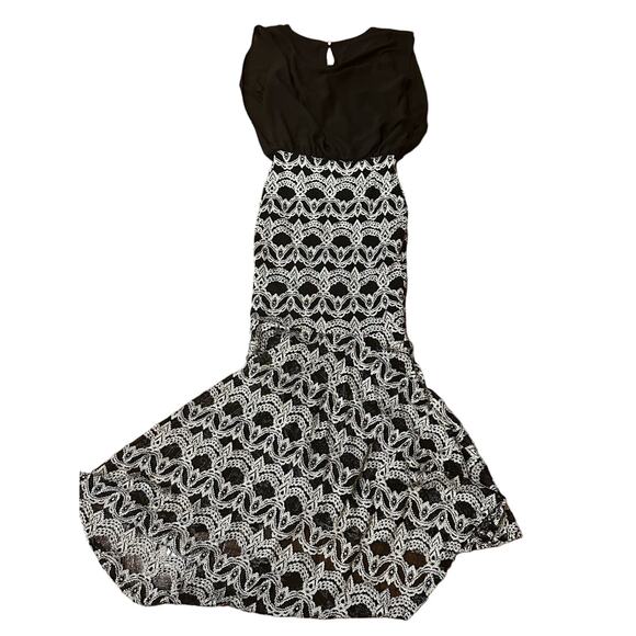 Women Silver Black High- Low lace maxi Bodycon Mermaid dress Size (S) - Picture 12 of 14